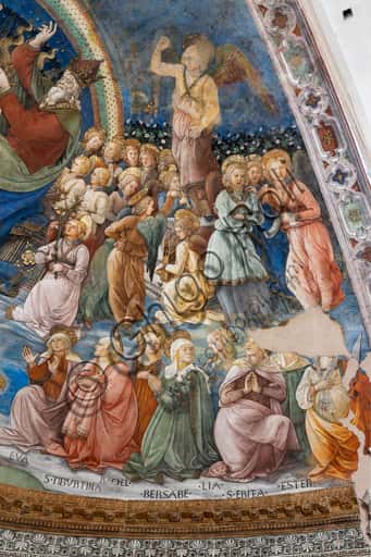 Incoronazione di Maria di Filippo Lippi: Dettaglio con Sante e Angeli