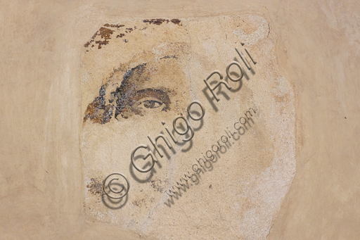 Affresco con figura non identificata di Jacopo di Cione, dettaglio pittorico del tardo Trecento fiorentino