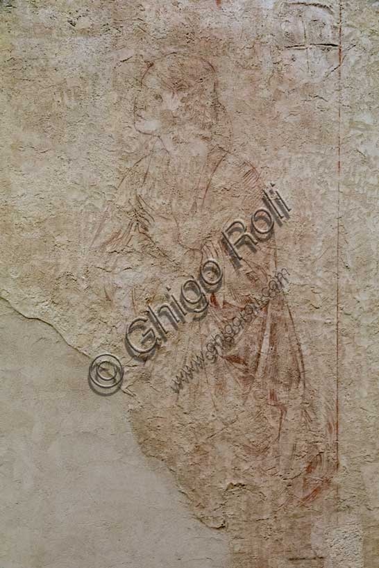 Detail of the Virgin in the preparatory sinopia for the Annunciation by Benozzo Gozzoli, Sinopia Museum Pisa