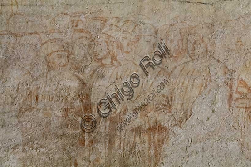 Dettaglio sinopia Benozzo Gozzoli gruppo di uomini Camposanto Pisa Rinascimento