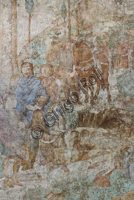 Particolare dell'affresco Incontro di Esaù e Giacobbe di Benozzo Gozzoli, Camposanto monumentale di Pisa