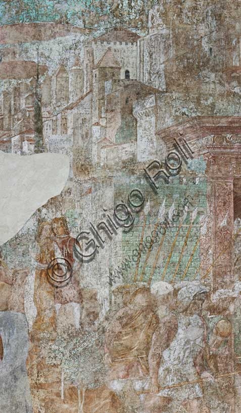 Particolare con soldati, affreschi di Benozzo Gozzoli, Incontro di Esaù e Giacobbe, Camposanto Monumentale di Pisa