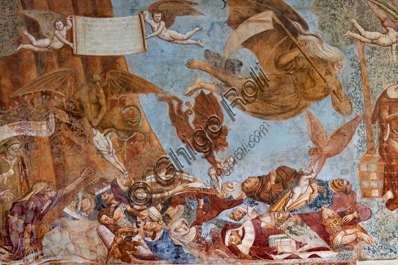 Dettaglio affresco Trionfo della Morte di Buonamico Buffalmacco, Camposanto di Pisa, 1336-1341: storpi invocano la morte