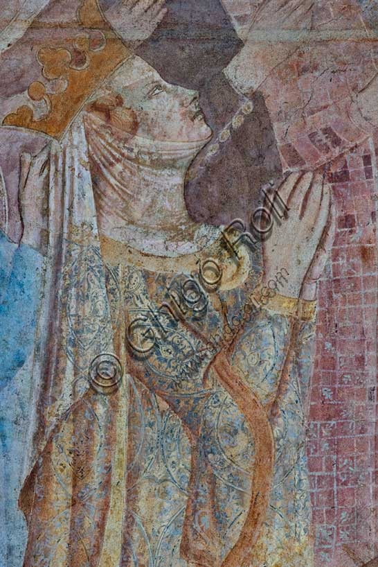 Last Judgement fresco detail Pisa - Woman of the elect by Buonamico Buffalmacco in Camposanto