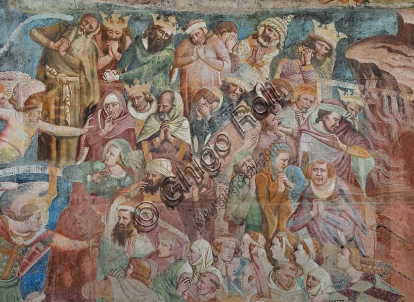 Particolare del gruppo dei peccatori nel Giudizio Universale, affresco di Buonamico Buffalmacco, Camposanto Monumentale di Pisa, 1336-1341