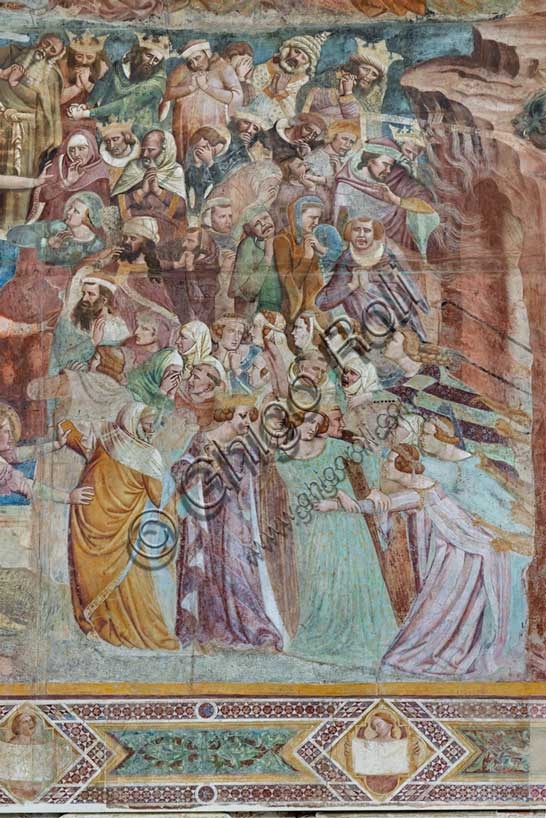 Dettaglio con il gruppo dei peccatori, affresco del Giudizio Universale di Buonamico Buffalmacco, Camposanto monumentale di Pisa (1336-1341).