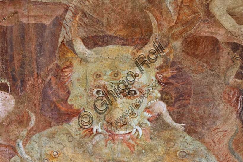 Particolare dell'affresco dell'Inferno con Lucifero gigante nel Camposanto monumentale di Pisa