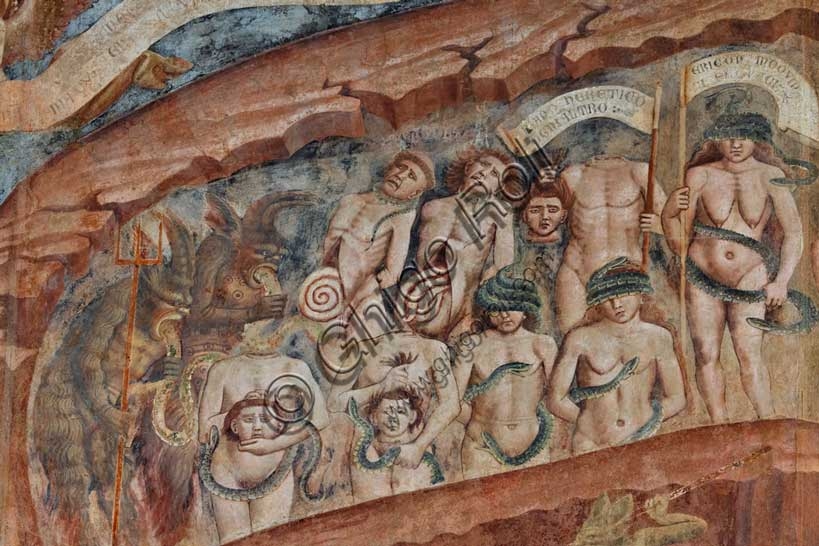 Particolare dell'affresco Inferno: girone degli indovini e idolatri, Buonamico Buffalmacco, Camposanto monumentale di Pisa