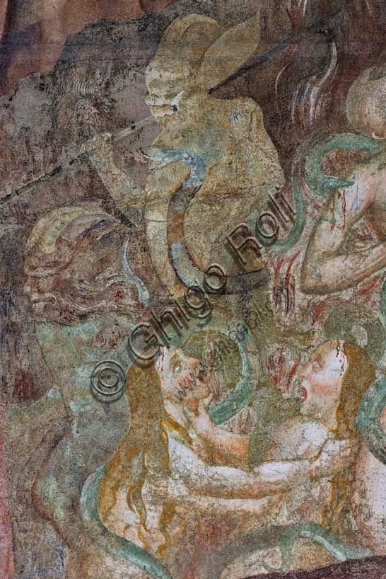 Part. affresco Inferno Buffalmacco, Camposanto Pisa: iracondi morsi da serpenti