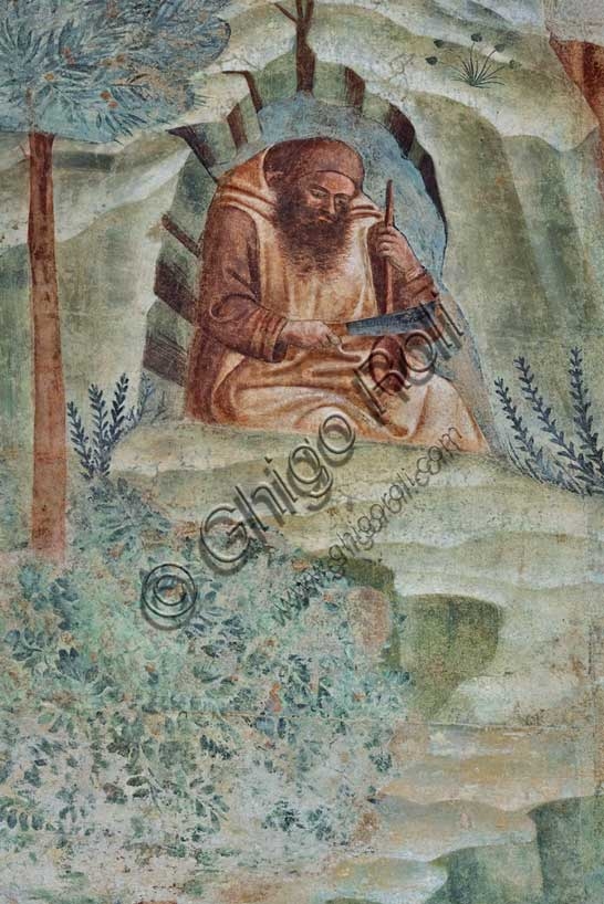 Detail of The Thebaid fresco cycle by Buonamico Buffalmacco, Pisa Monumental Cemetery