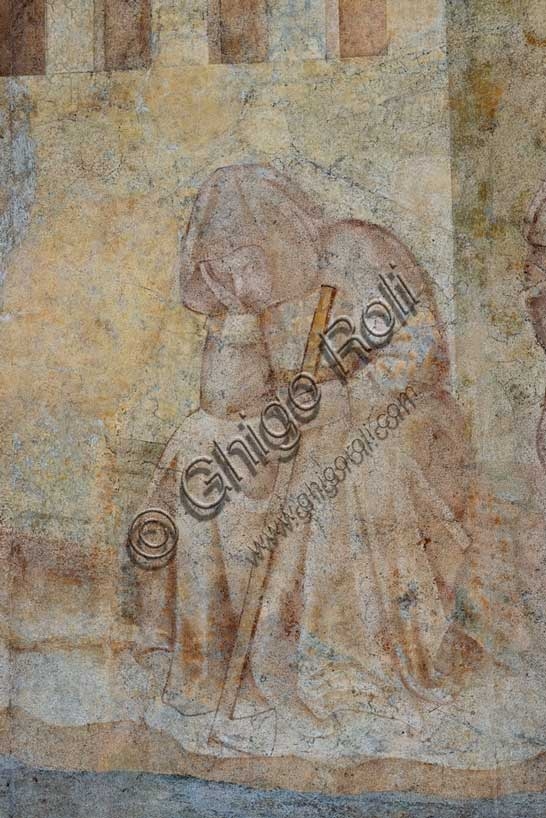 Detail with monk from the Thebaid fresco by Buonamico Buffalmacco, Pisa Monumental Cemetery, 1336-1341
