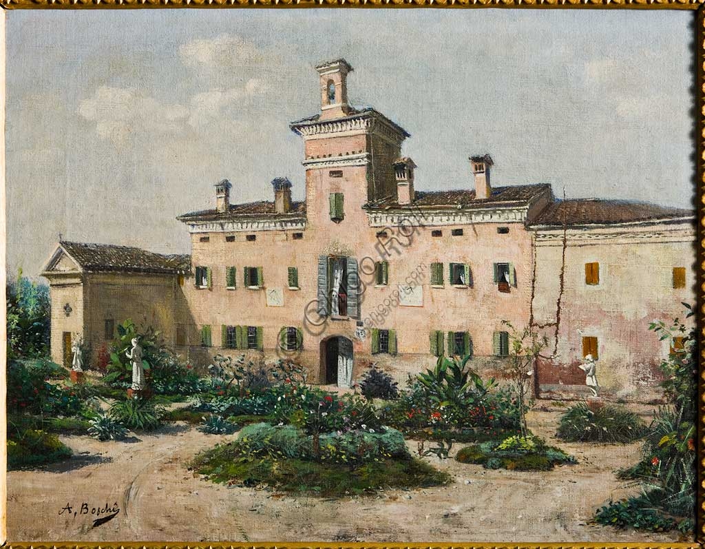 Dipinto 'Porta Bologna a Modena' di Achille Boschi, olio su tela della Collezione Assicoop Unipol