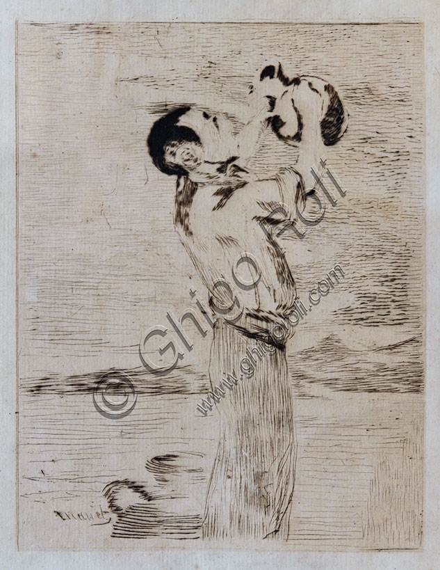 Etching Le Buveur d'Eau by Edouard Manet, original 19th-century art print