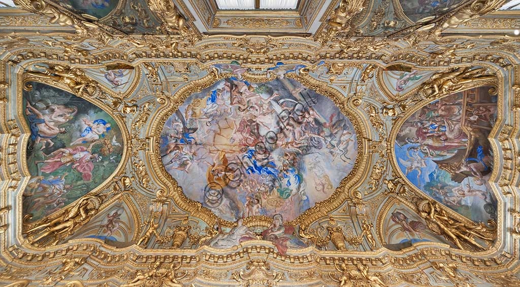 Frescoes in the Gallery of Palazzo Carrega-Cataldi in Genoa: Olympus and Stories of Aeneas by Lorenzo De Ferrari