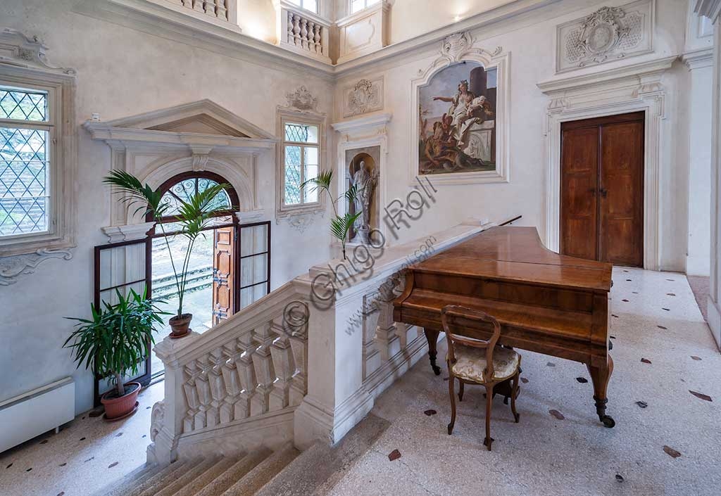 View of the staircase with allegorical frescoes by Giambattista Tiepolo, Villa Loschi Motterle, 1734