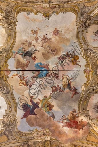Veduta degli affreschi settecenteschi nella volta della Sala dei Teatini, ex Chiesa di San Vincenzo a Piacenza