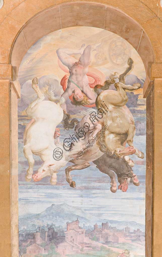 Detail of Apollo Sun Chariot fresco by Luca Cambiaso and Giovanni Battista Castello, Genoa