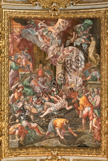 Affresco del Martirio di San Lorenzo, Lazzaro Tavarone, volta Duomo di Genova