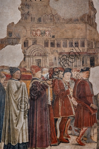 Dettaglio affresco ciclo Storie di Santi a Perugia con gruppo di uomini, Galleria Nazionale dell'Umbria