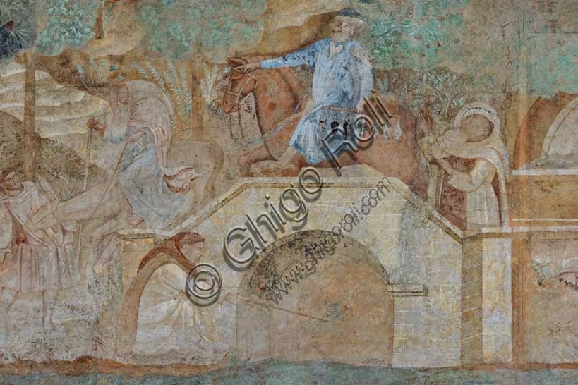 Thebaid fresco with Devil on horseback and Saint Macarius of Egypt, Pisa Monumental Cemetery, Buffalmacco 1336-1341