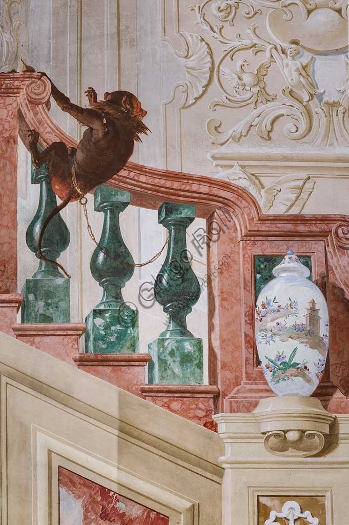 Dettaglio affresco Giandomenico Tiepolo, Servo Moro con scimmia, Villa Valmarana ai Nani Vicenza