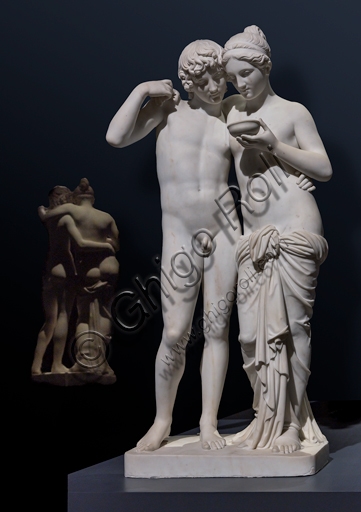 Carrara marble sculpture Cupid and Psyche by Bertel Thorvaldsen, 1861