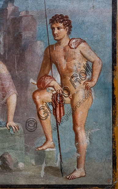 Roman fresco depicting Argus in the tablinum of the House of Meleager at Pompeii, north wall, Fourth Style, 1st century AD.
