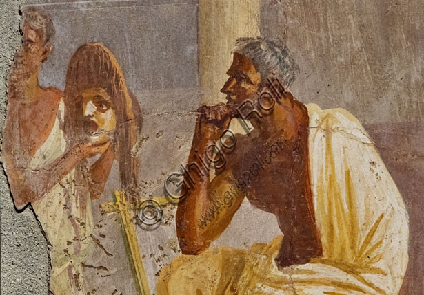 Roman fresco depicting an actor with theatrical mask, Pompeii, 1st century AD, 4th style