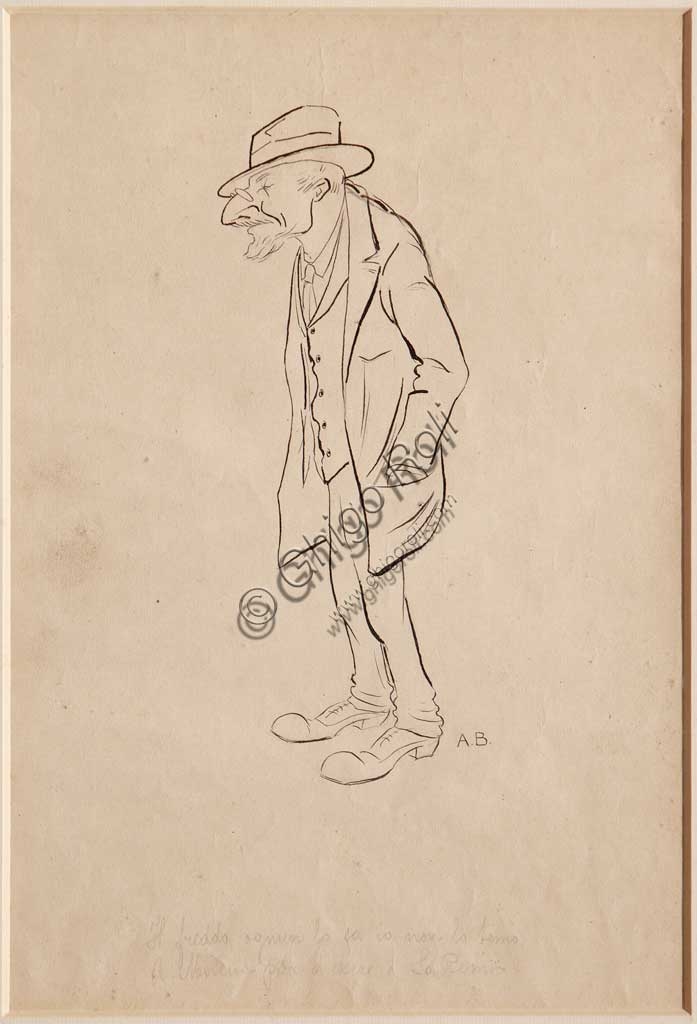 Ritratto a matita e inchiostro dell'avvocato Nino Modena, disegno di Augusto Baracchi del 1905