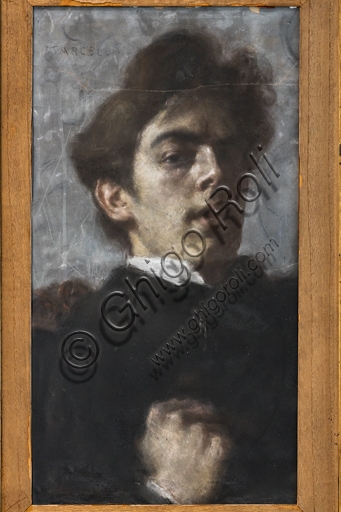 Autoritratto a pastello su carta di Marcello Dudovich, 1895. Ritratto dell'artista.