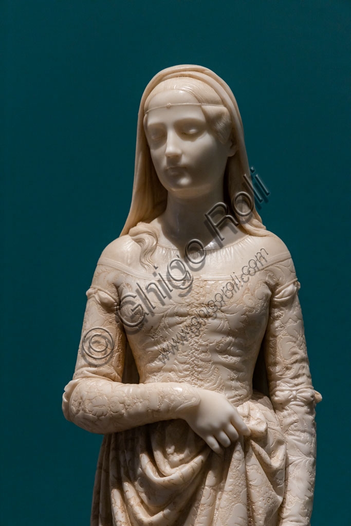 Scultura in marmo Beatrice di Giovanni Dupré, dettaglio del volto