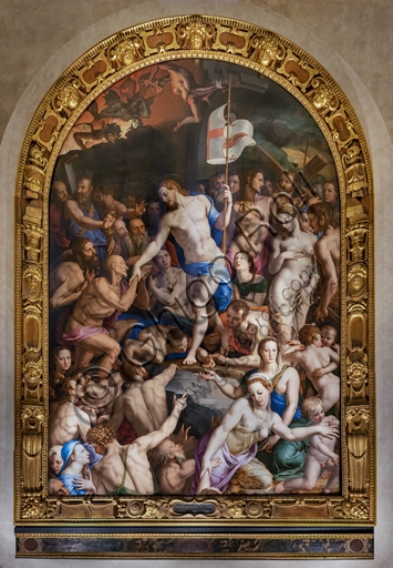 Bronzino painting 'Descent of Christ to Limbo' in the Medici Chapel, Basilica of Santa Croce Florence