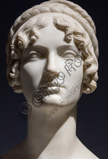 Particolare del busto in marmo della Duchessa di Sagan, opera di Bertel Thorvaldsen del 1818