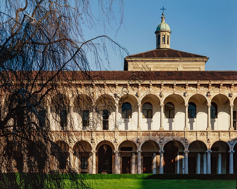 View of the main Renaissance courtyard of Ca' Granda (Ospedale Maggiore) in Milan, designed by architect Filarete