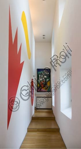 Interior corridor and staircase designed by Fortunato Depero at the Casa Depero museum in Rovereto