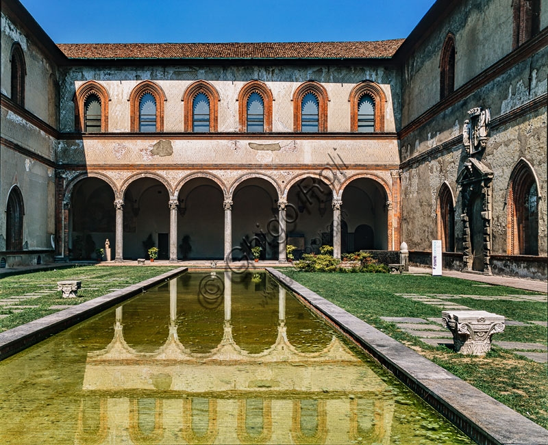 Sforza Castle Milan - Panoramic view of the Renaissance ducal courtyard