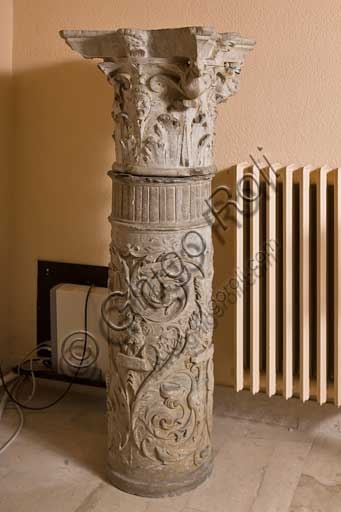 Historiated column with historical reliefs in the Norman Palace, Royal Palace of Palermo