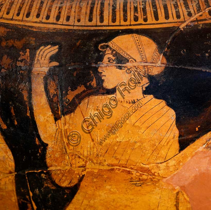 Cratere a volute attico con scena mitologica del rapimento di Orizia da parte di Borea, Museo Archeologico di Bologna