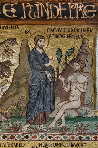 Creation of Adam mosaic, Palatine Chapel, Royal Palace of Palermo (Palazzo dei Normanni)