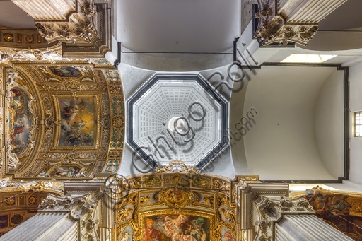 Interior of Genoa Cathedral, detail of the XVI century dome above the nave, work by Galeazzo Alessi