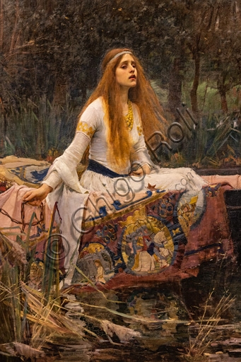 Detail of The Lady of Shalott painting by John William Waterhouse, oil on canvas from 1888