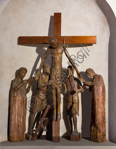 Medieval wooden Deposition sculpture, Umbrian-Tuscan school, Oratory of St. Antonio Abate