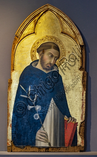 Detail of St. Dominic in Simone Martini painting at MODO Museum Orvieto
