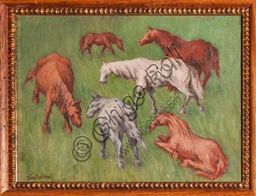 Dipinto Cavalli di Gianbecchina esposto al Palazzo dei Normanni di Palermo