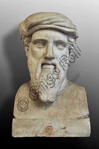 Fotografia dell'Erma di Pitagora, busto marmoreo, ai Musei Capitolini di Roma