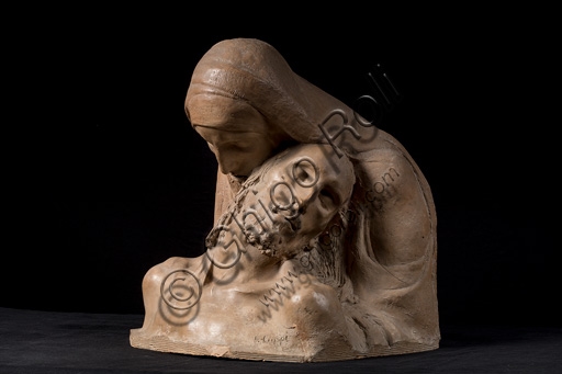 Bozzetto in terracotta dello studio delle teste di Cristo e della Vergine Maria per la Pietà di Ermenegildo Luppi