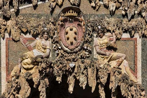 Detail of the façade of the Large Grotto or Buontalenti's Grotto in the Boboli Gardens, Florence