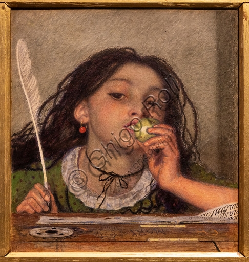 Watercolour painting Mauvais Sujet (The Bad Subject) by Ford Madox Brown, 1863, artistic detail