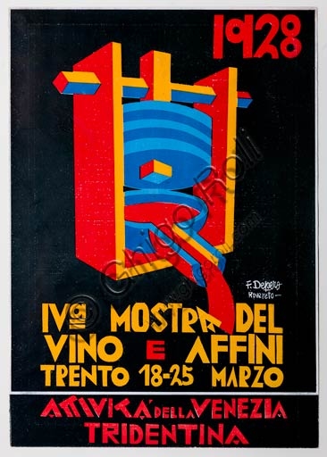 Cover for IV Wine Exhibition catalogue by Fortunato Depero 1928, Italian futurist art
