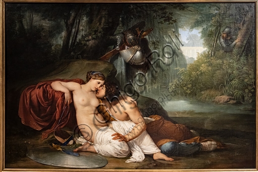 Francesco Hayez painting 'Rinaldo and Armida', oil on canvas from 1812 depicting an embrace